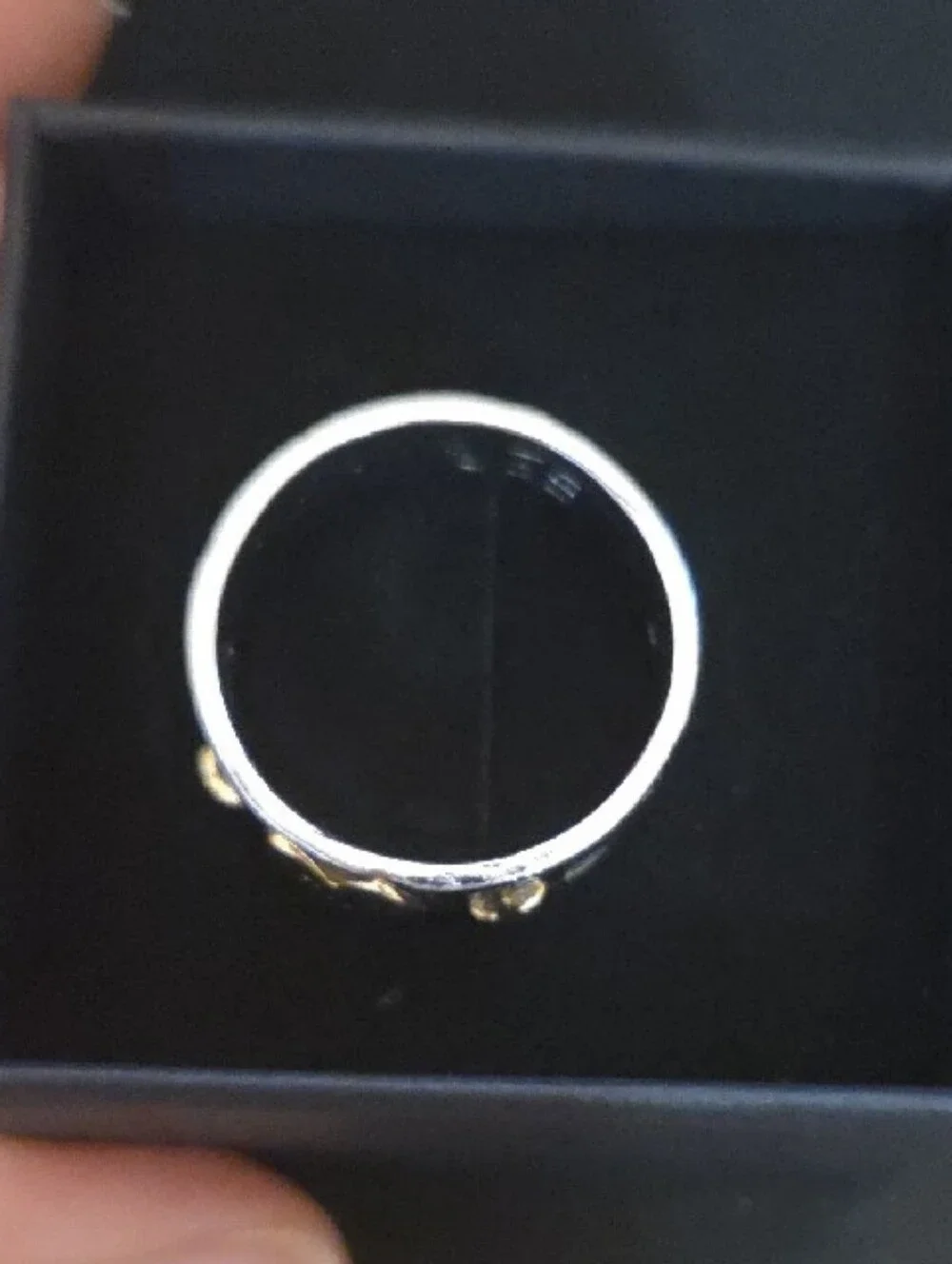 Two-Tone Heart 'Love' Band Ring - Gold Tone & Silver Tone Size 9 NIB